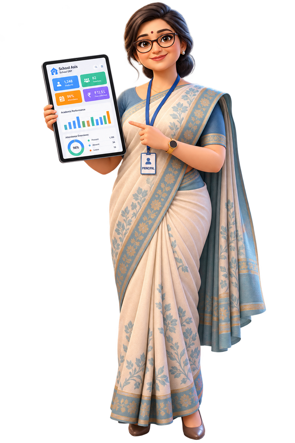 School Principal Presenting AI ERP Dashboard
